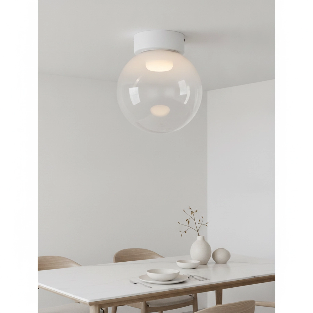 White ceiling lamp Bolita bulb Ø 20cm