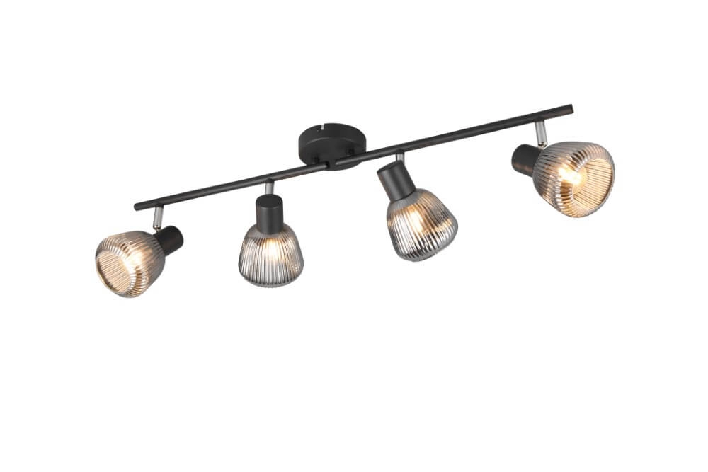4-light ceiling lamp Tarifa with ribbed glass