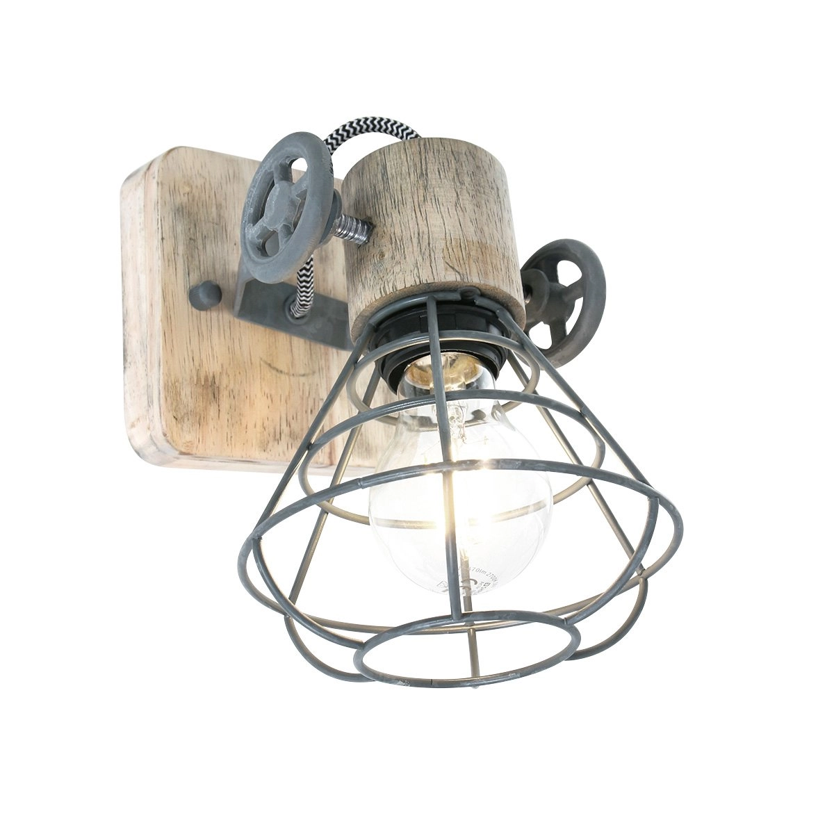 Wall lamp Geurnesey vintage gray with wood