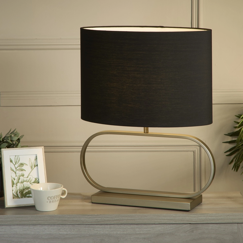Table lamp Sleek bronze with black cap Searchlight 5053423305431