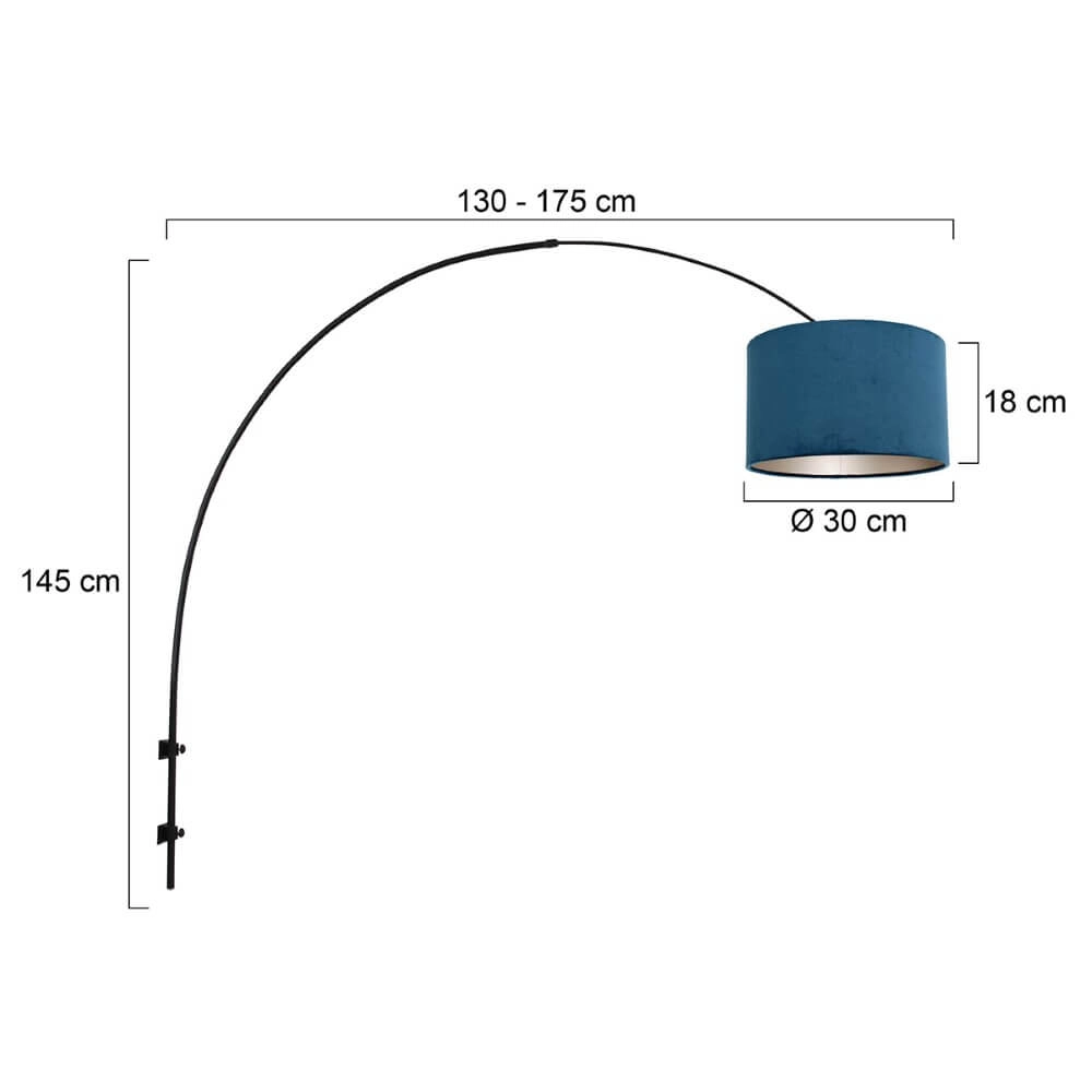 Wall arc lamp Sparkled with blue hood Steinhauer 8712746147339