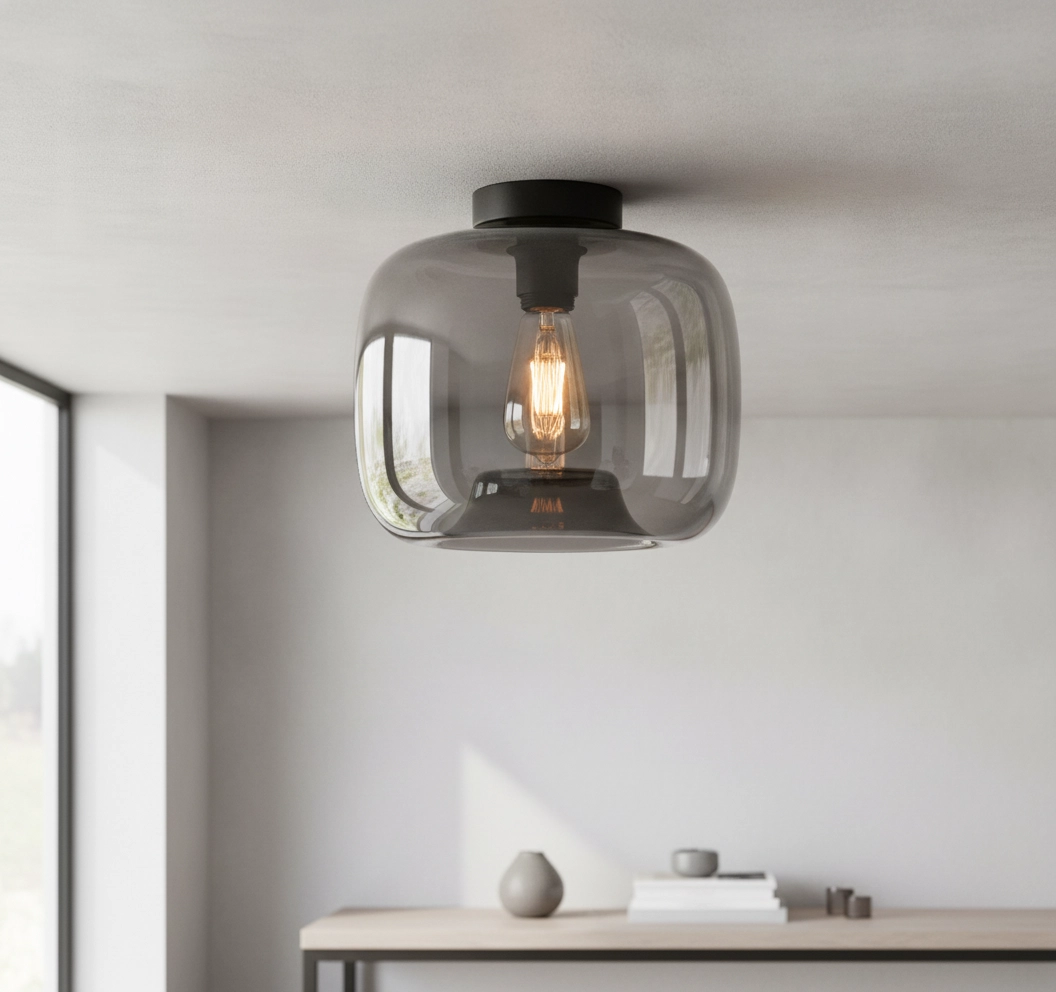 Ceiling light Preston gray glass Ø 28cm
