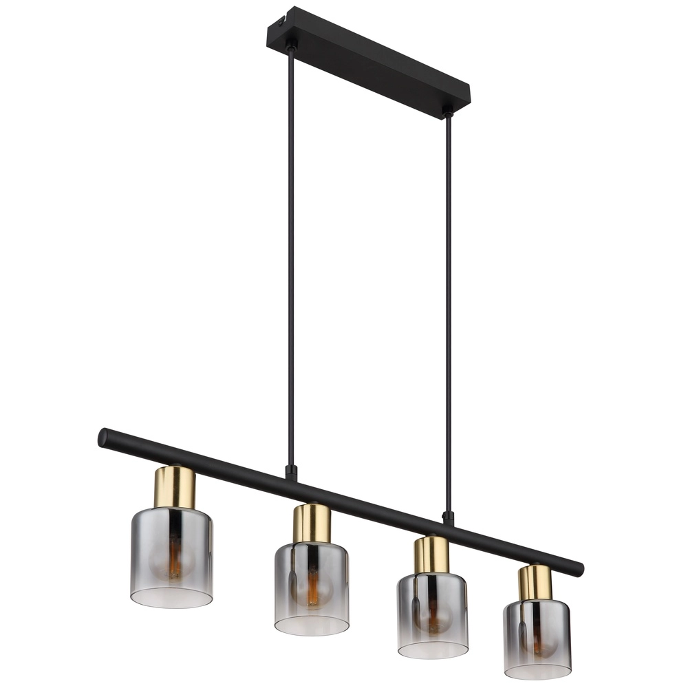4-light pendant lamp Hollsy black with smoke glass Globo 9007371454853