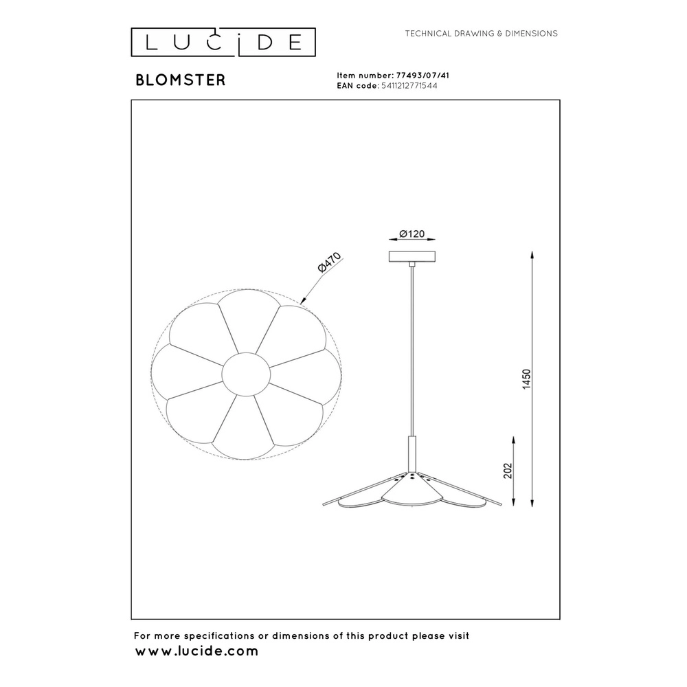 Design pendant lamp Blomster taupe Lucide 5411212771544