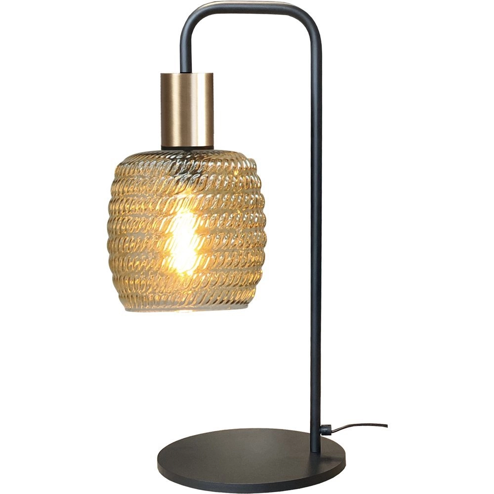 Table lamp ribbed glass Bounty black and gold