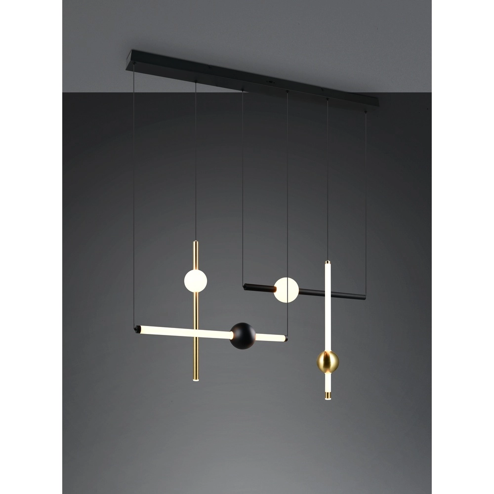Modern pendant lamp Melita black with gold Trio 4017807661910