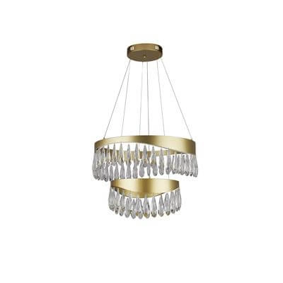 Pendant lamp Jewel 2-ring gold with crystal Searchlight 5053423185385