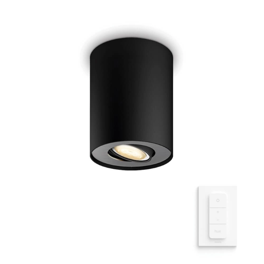 Ceiling spotlight Hue Pillar - White Ambiance 1-light black with switch Philips 8719514338449