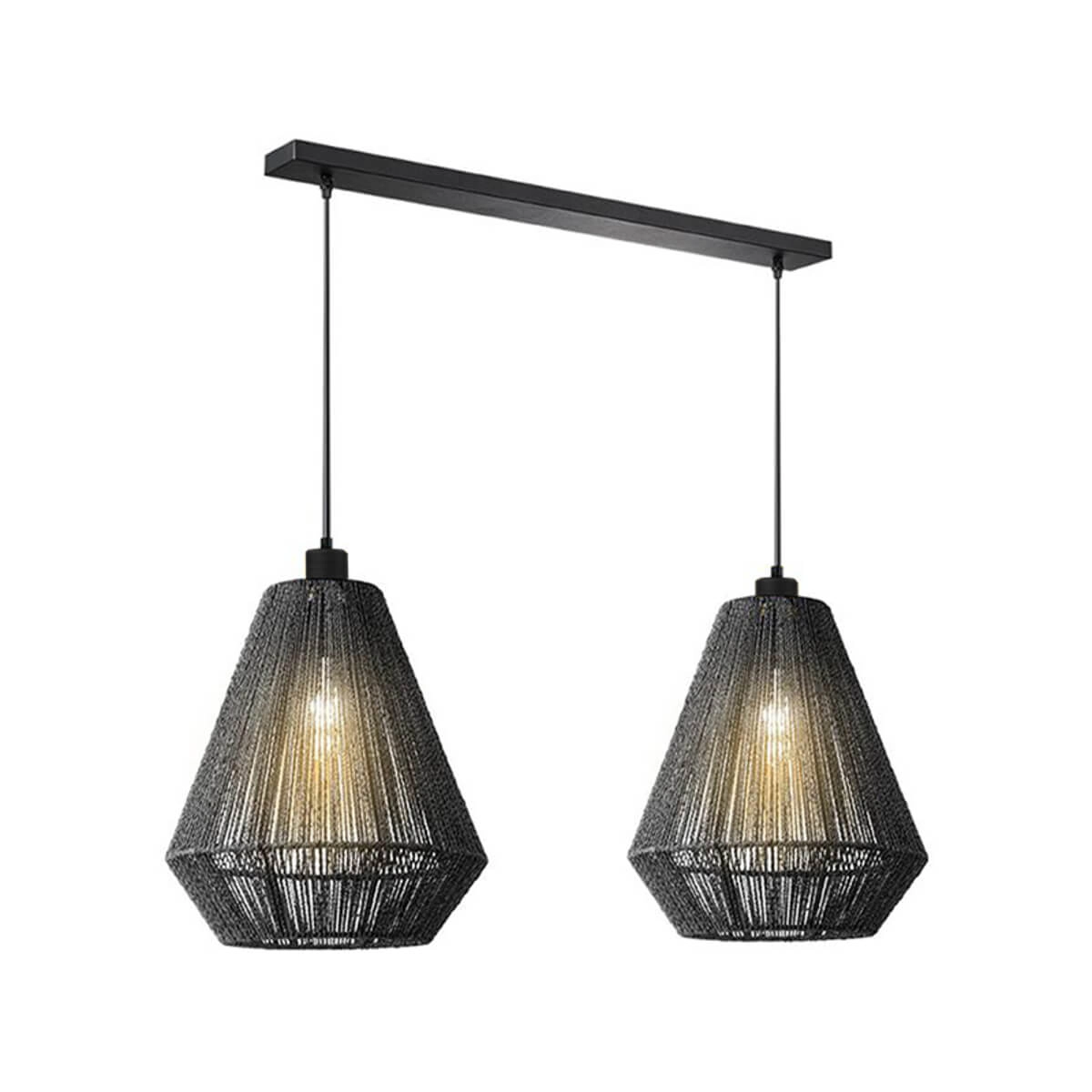 Dining table hanging lamp Ibiza of black jute