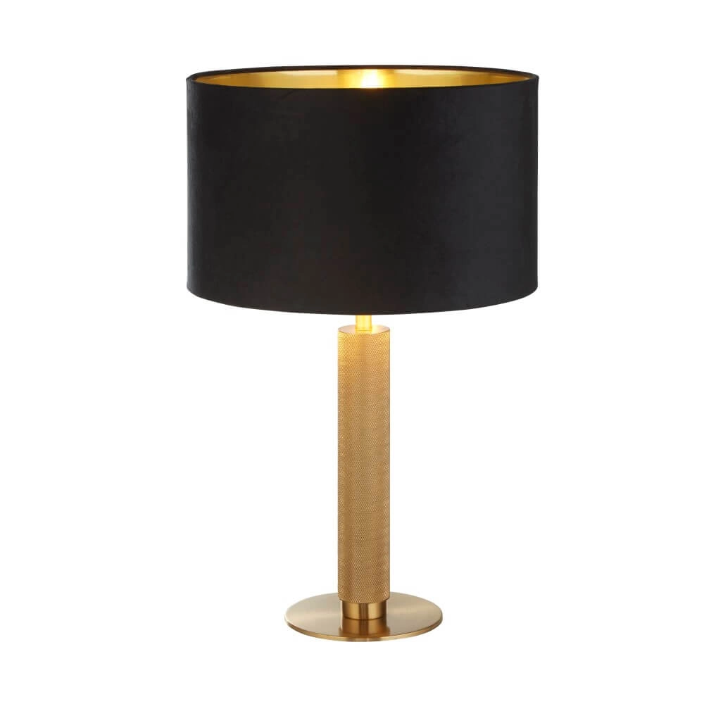 Golden table lamp London with black hood Searchlight 5053423256498