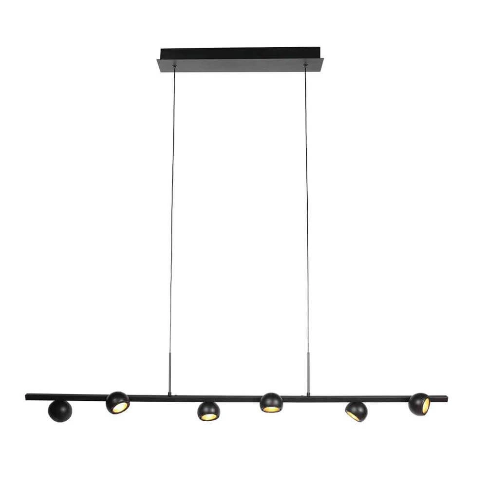 6-light pendant lamp Marcadore straight black Steinhauer 8712746176643