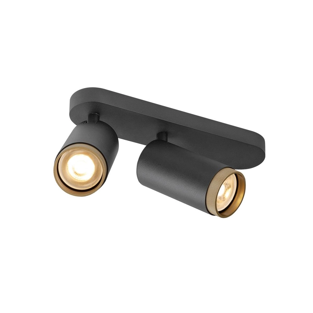 Surface-mounted spot Grip! L 2-light black with gold ring SLV 4024163304399