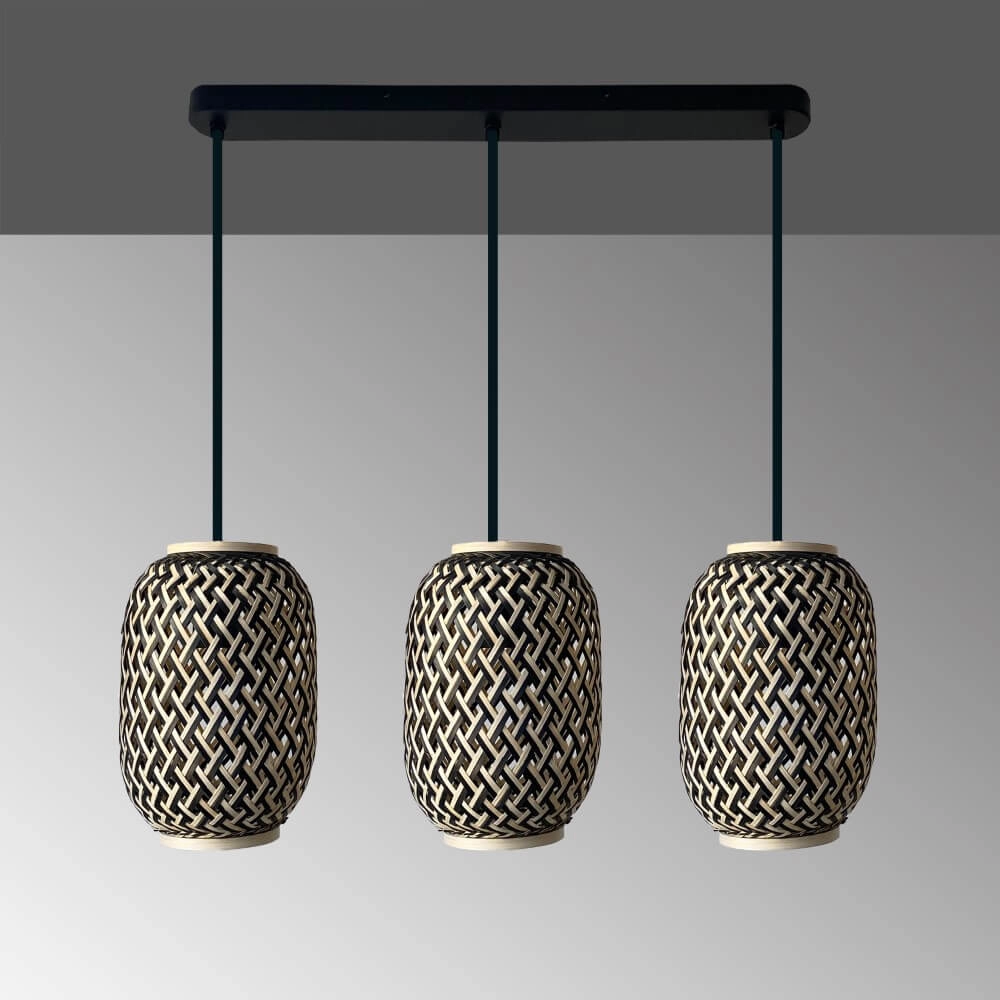 Rattan 3-light hanging lamp Hummel Fischer & Honsel 4003694607063