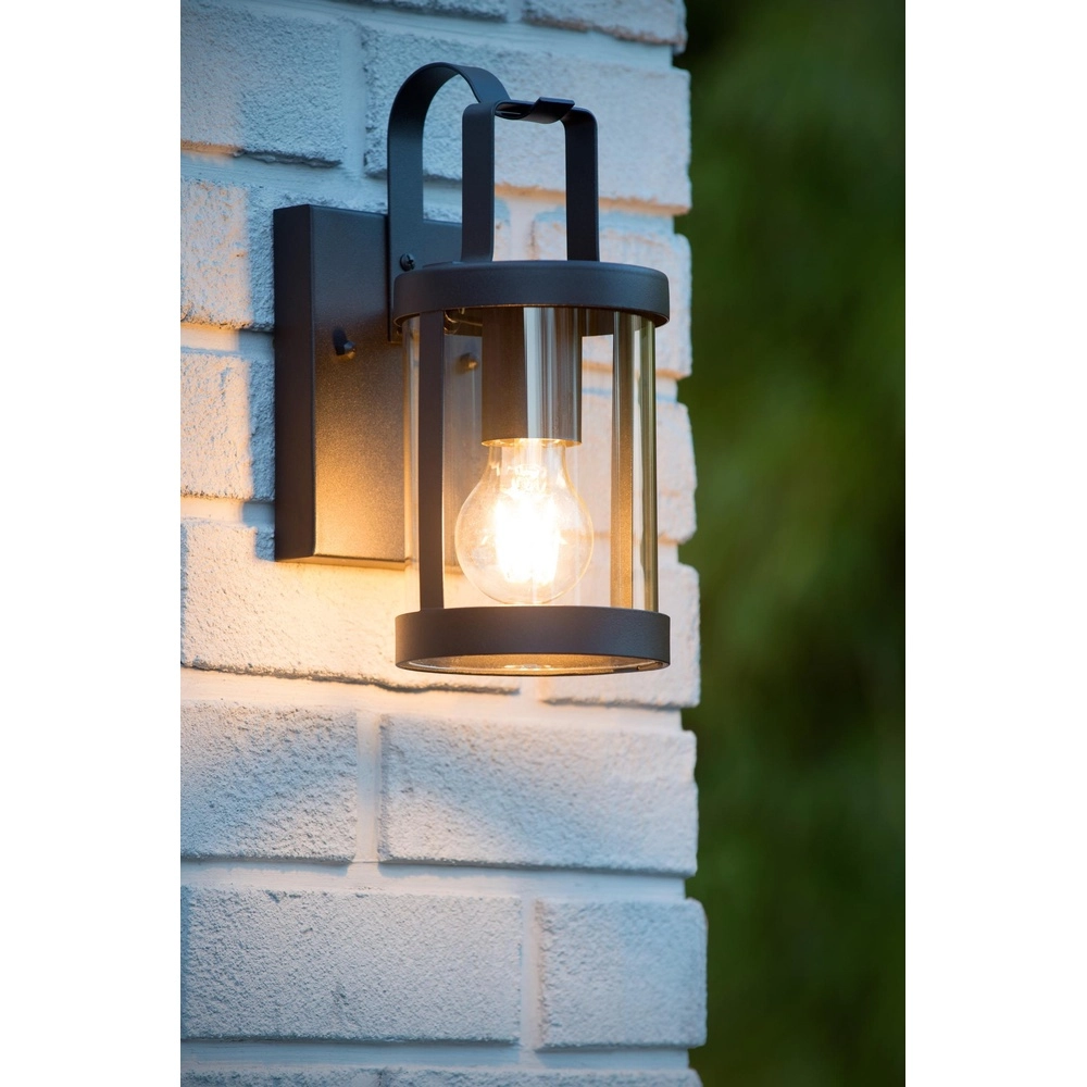 Black wall lamp Lindelo IP23 Lucide 5411212290366