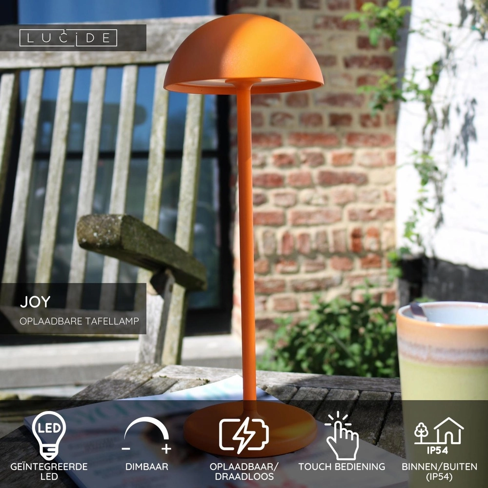 Rechargeable table lamp Joy IP54 orange Lucide 5411212151988