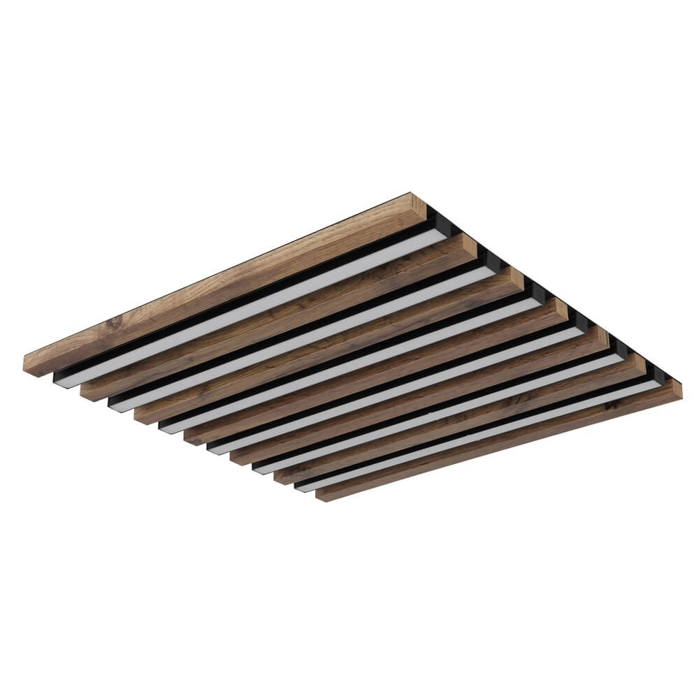 Ceiling lamp Hayden black with wood square 45cm Globo 9007371510641