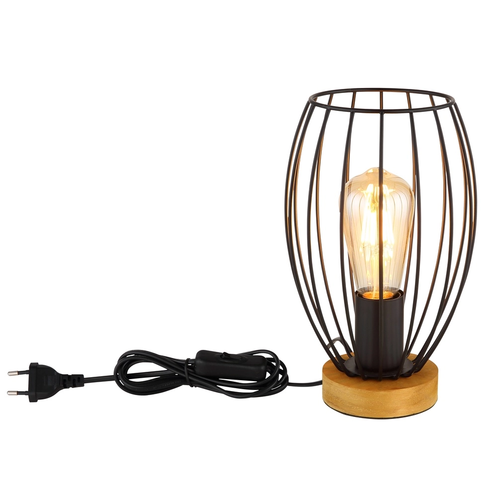 Table lamp Berti wood with black Globo 9007371583324