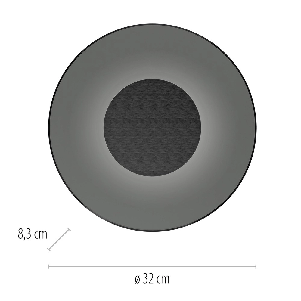 Wall lamp Pure Moon Ø 32cm - platinum with smoke glass Paul Neuhaus 4012248386354