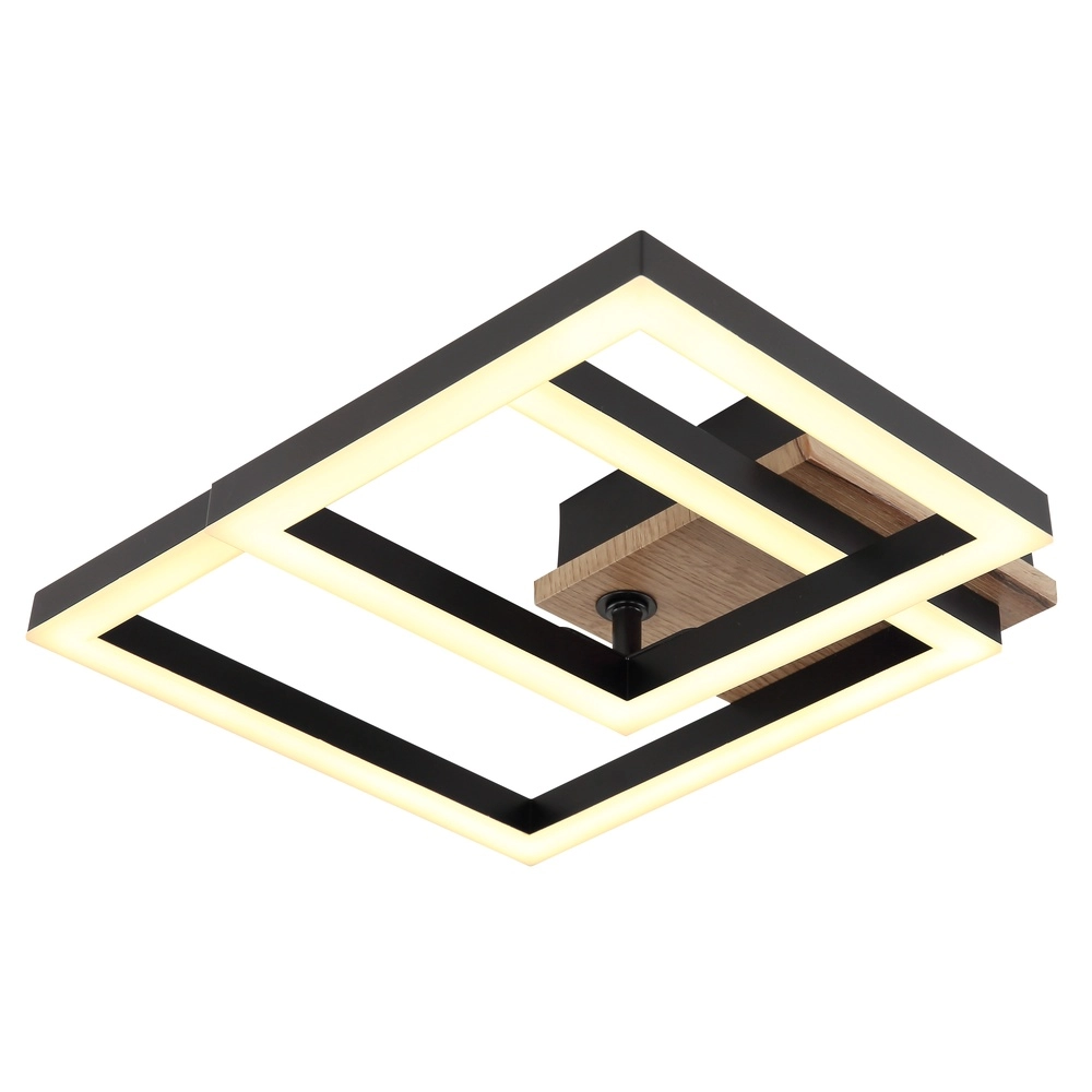 Ceiling lamp Bard black with wood Globo 9007371455188