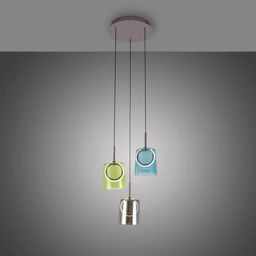 Pendant lamp Zula 3-light round Paul Neuhaus 4012248383636