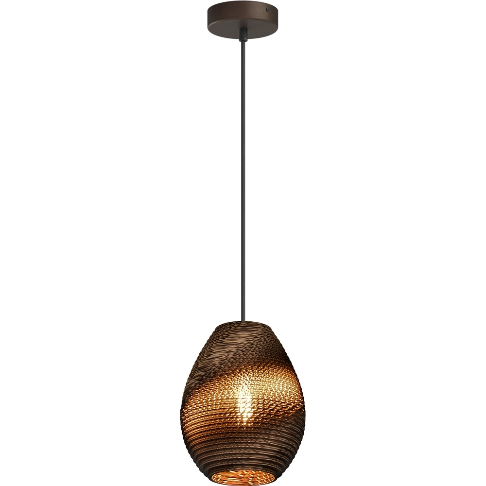 1-light pendant lamp Carta Pineapple Think-paper cocoa Ø 19cm