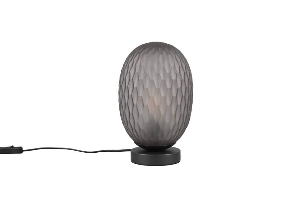 Table lamp Facette with ribbed smoke glass Trio 4017807616859