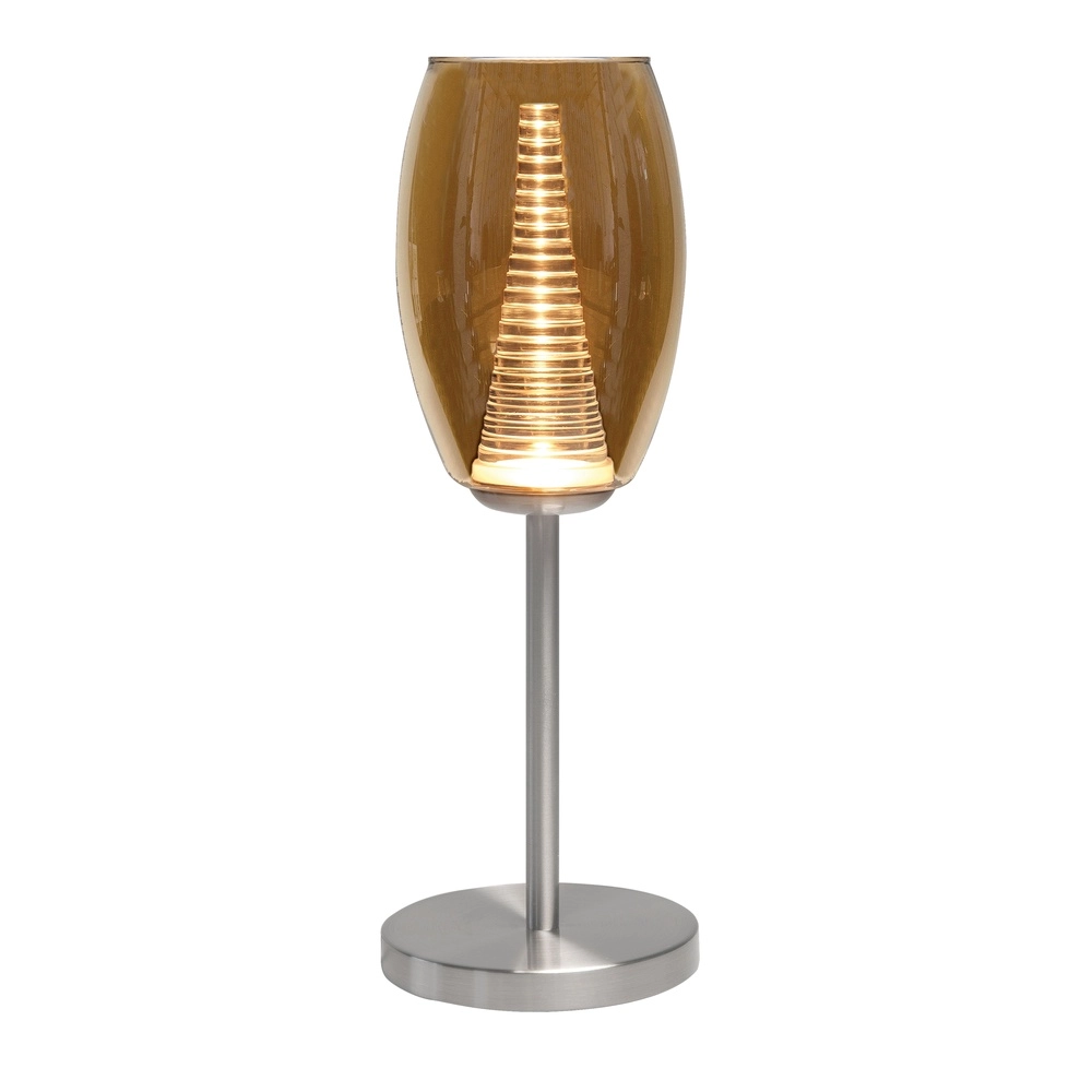 Table lamp Nebula nickel with amber glass