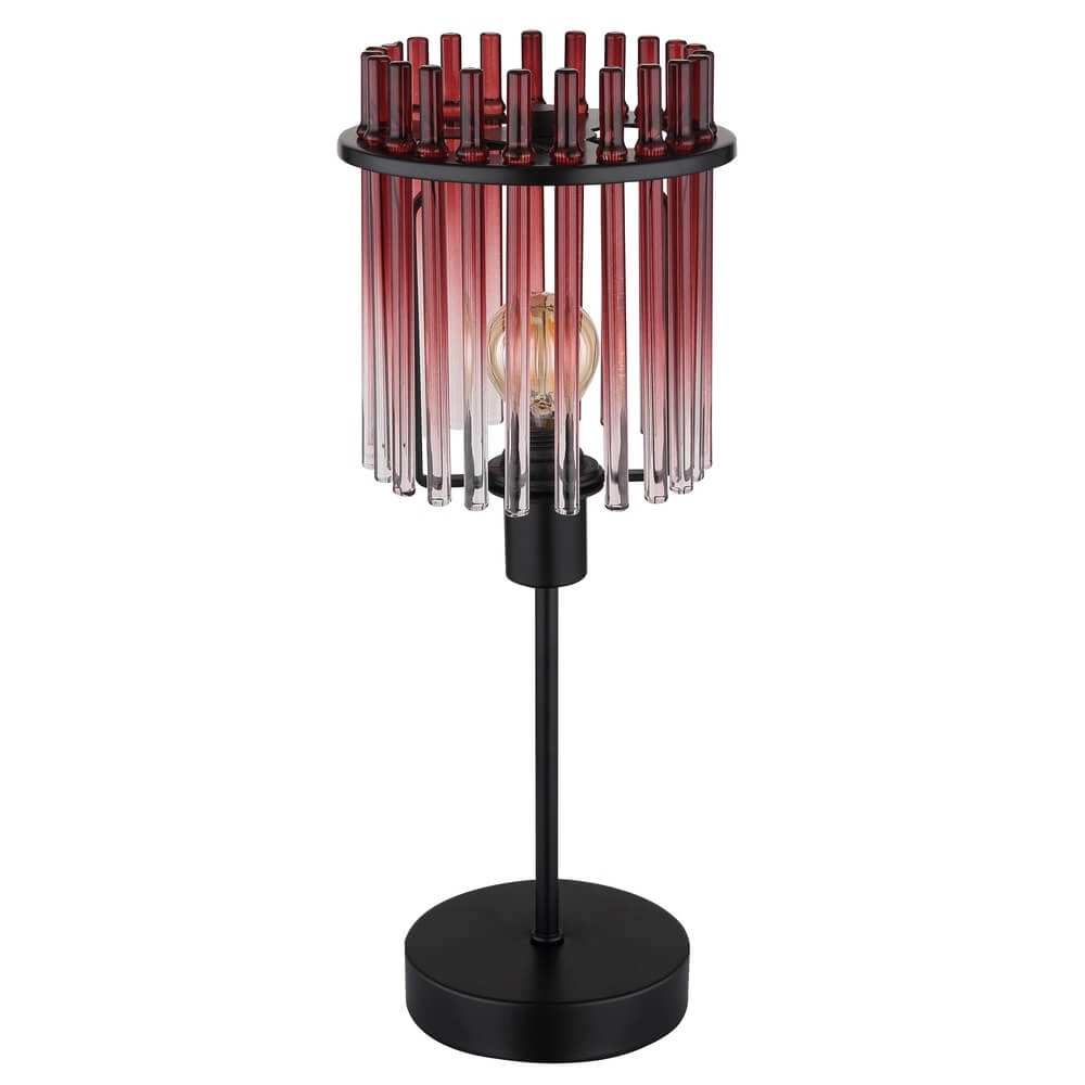 Black table lamp Gorley with red glass Ø 15cm Globo 9007371471959