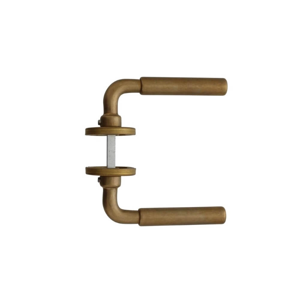Door handle Palma on rosette brass tumbled Intersteel 8714186485736