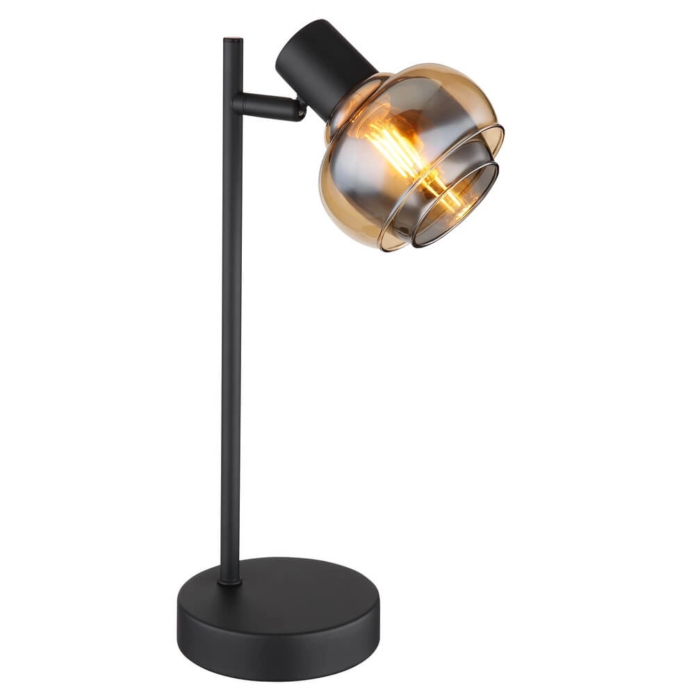 Black table lamp Tokki Single amber smoke glass
