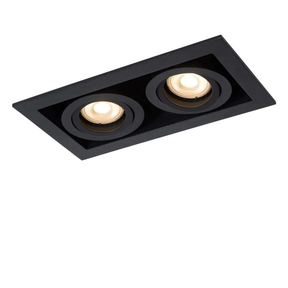 Rectangular recessed spotlight Chimney Double Black Lucide 5411212092267