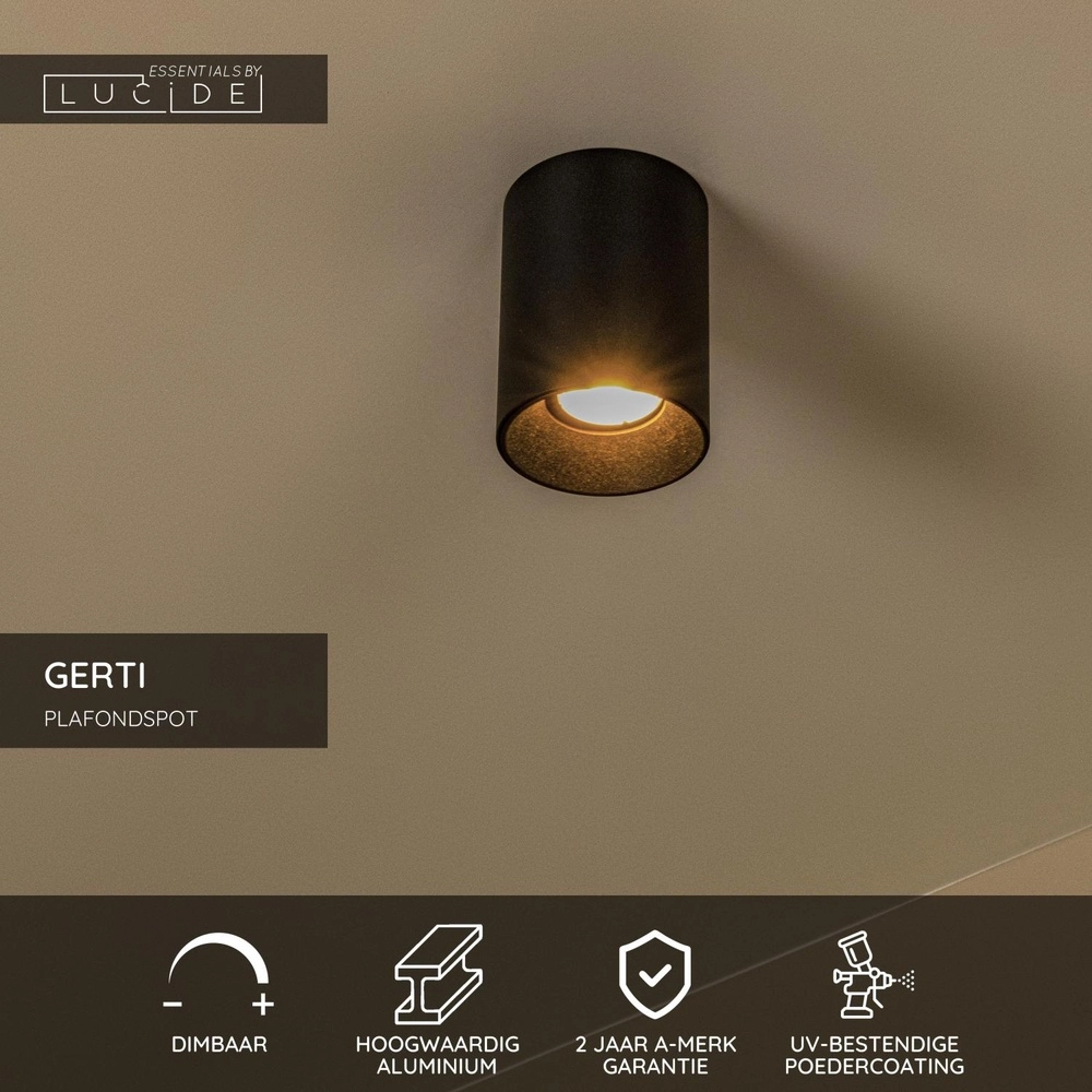 Surface-mounted spot Gerti Black Lucide 5411212094315