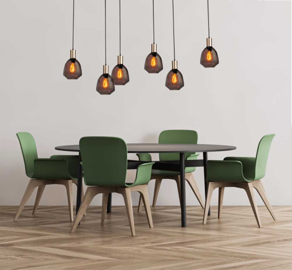6-light hanging lamp - gold - Porto with Nicolette red glasses Masterlight 8718121270623