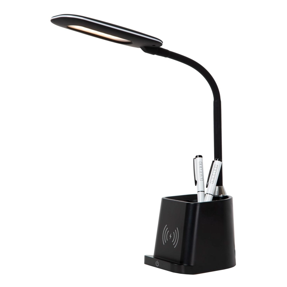 Desk lamp Penny with wireless charging panel black Lucide 5411212185914