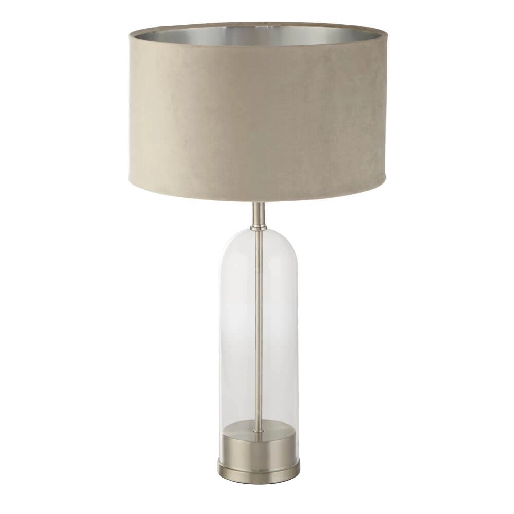 Unique table lamp Oxford with taupe hood