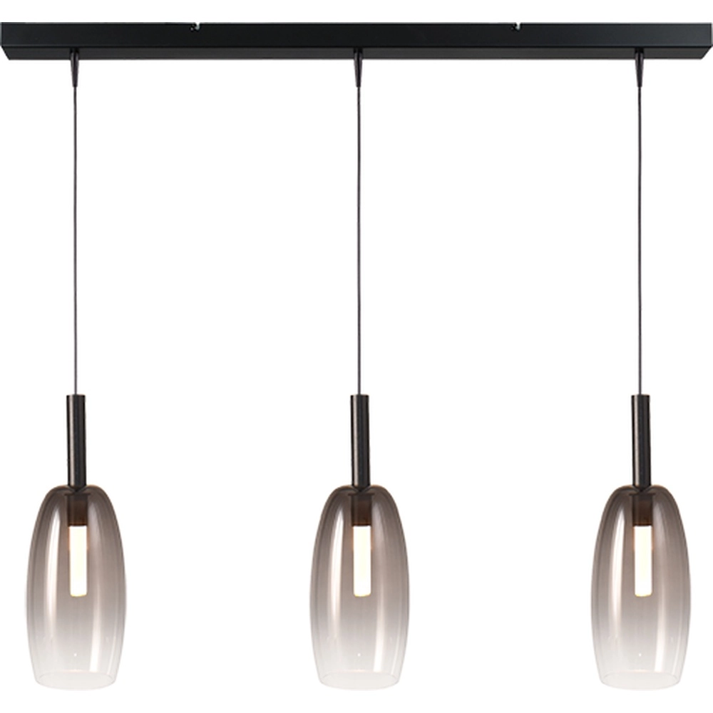 3L pendant lamp Ø 11.5cm Lido Olive with smoke-fading glass