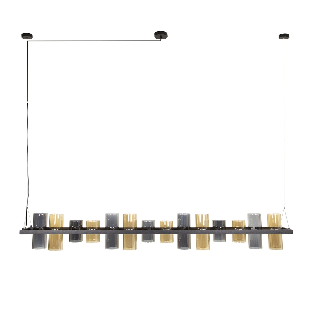 Pendant lamp Cylinder 190cm - smoke and amber glass Lyora 8716803512450