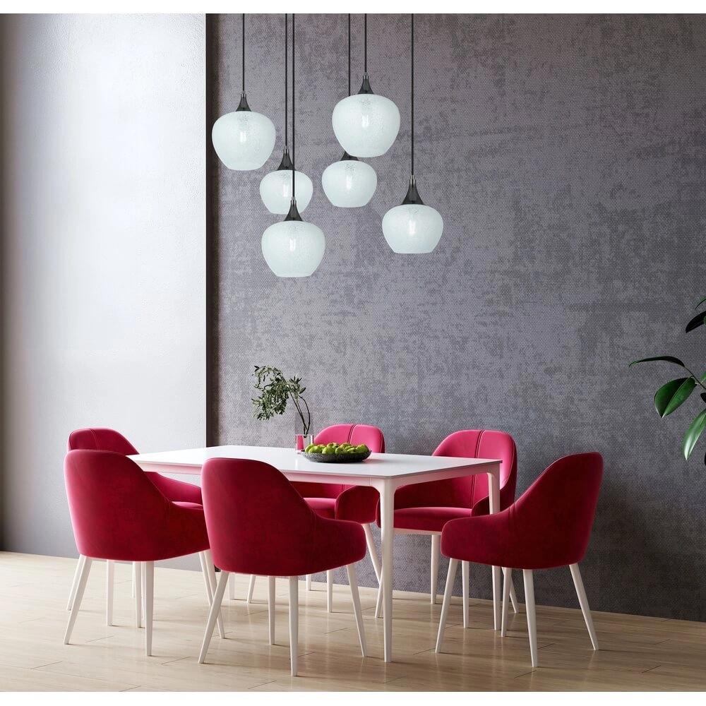 Anthracite pendant lamp Maxy with white glass 6-lights Globo 9007371453184