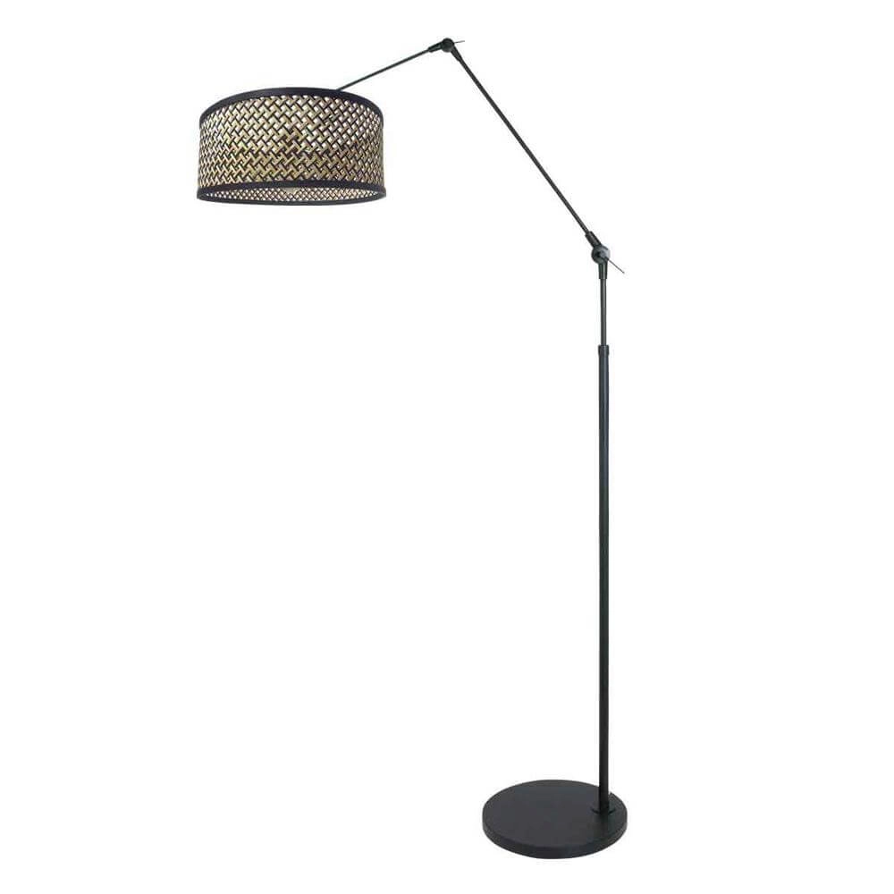 Adjustable floor lamp Prestige Chic black with bamboo shade Steinhauer 8712746172911