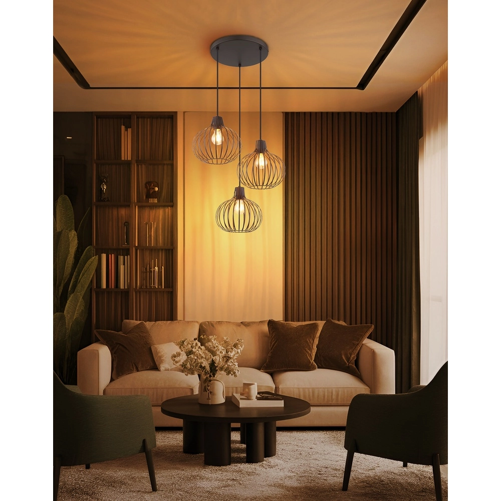 Design pendant lamp Mateo 3-light rust briun Globo 9007371569144