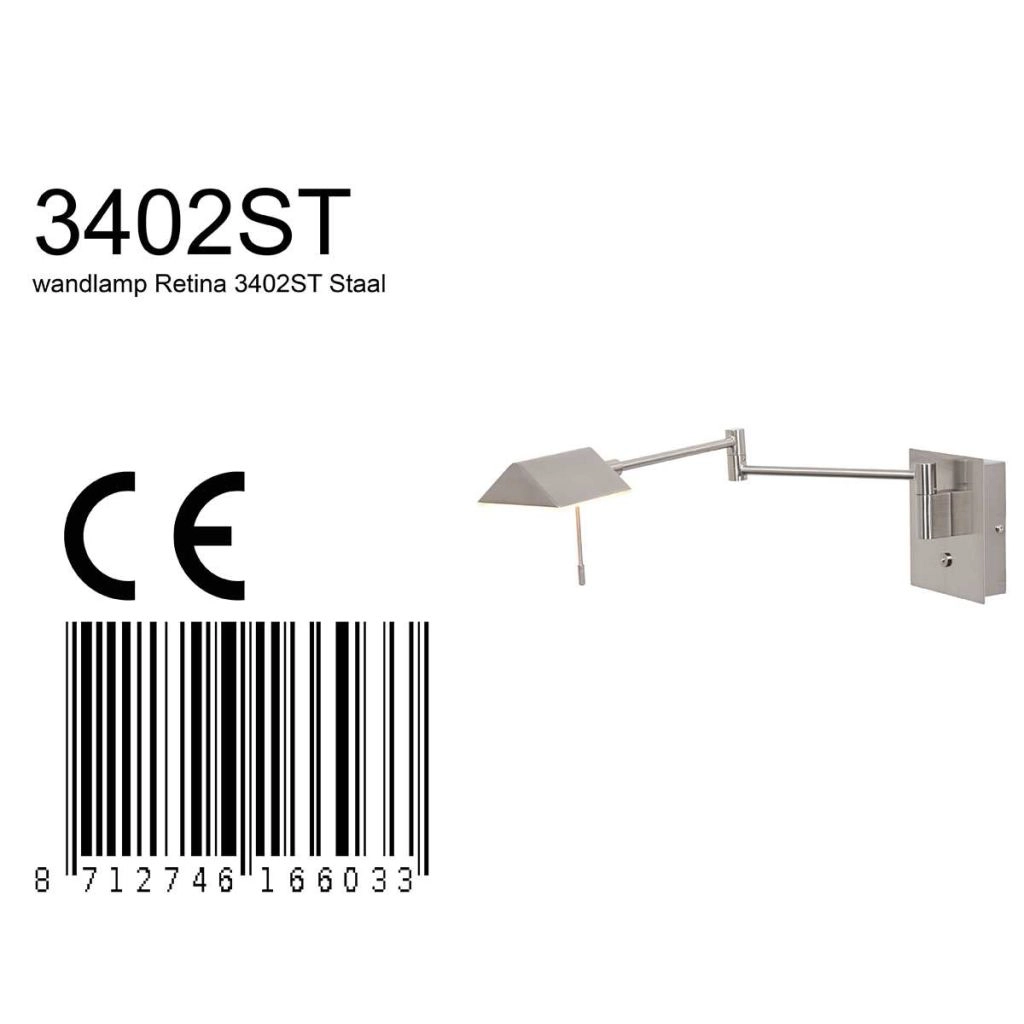 Wall reading lamp Retina metal grey Steinhauer 8712746165098