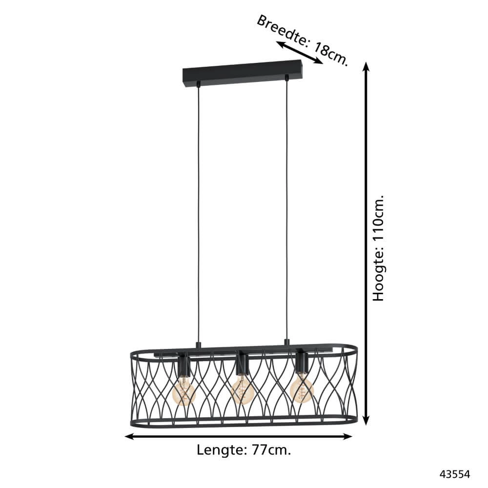Black hanging lamp Giltspur Eglo 9002759435547