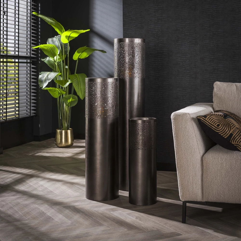 Oriental floor lamp Cylinder 60cm - black nickel Lyora 8716803511286