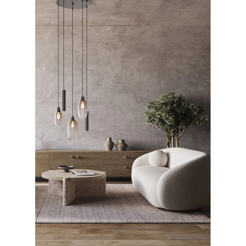 Vide pendant lamp Olive 3x glass - 2x Run - black - Ø50cm Masterlight 8718121394237