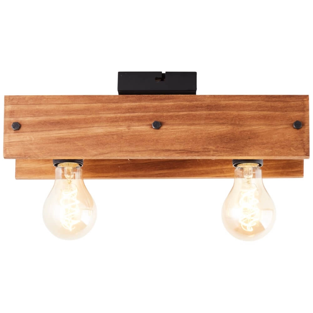 Ceiling light Calandra 2-light black with wood brown