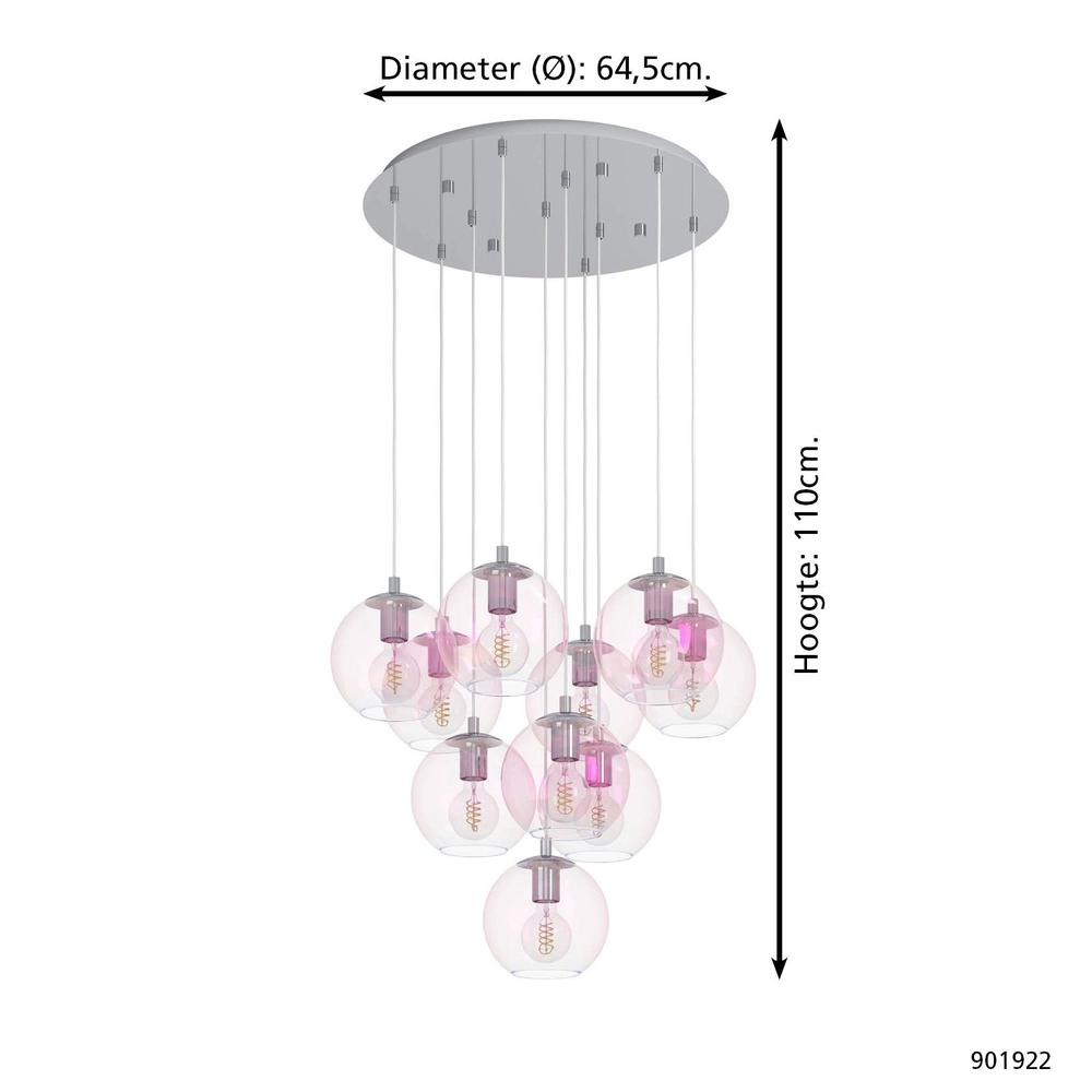 Pendant lamp Ariscani 2 10-light chrome Eglo 9008606358113