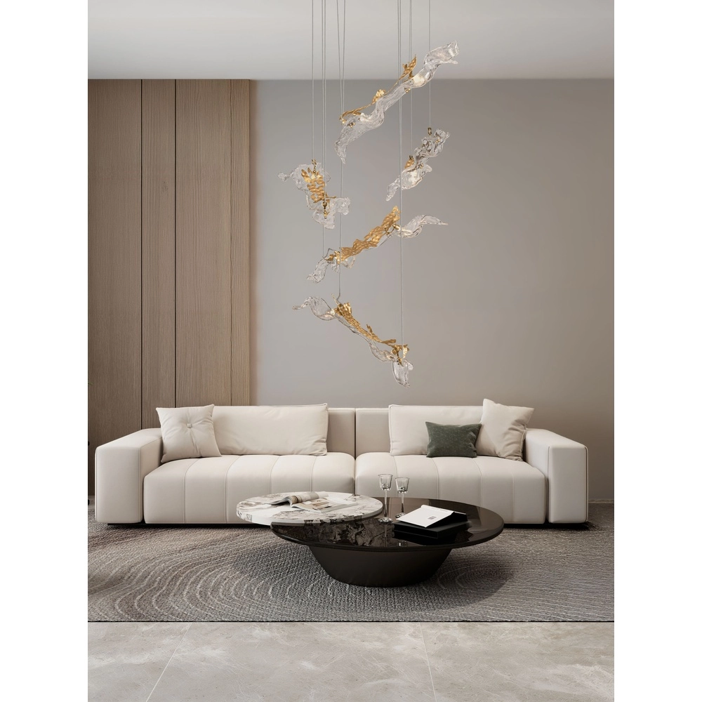 Golden pendant lamp Avesa with clear glass Ø 60cm