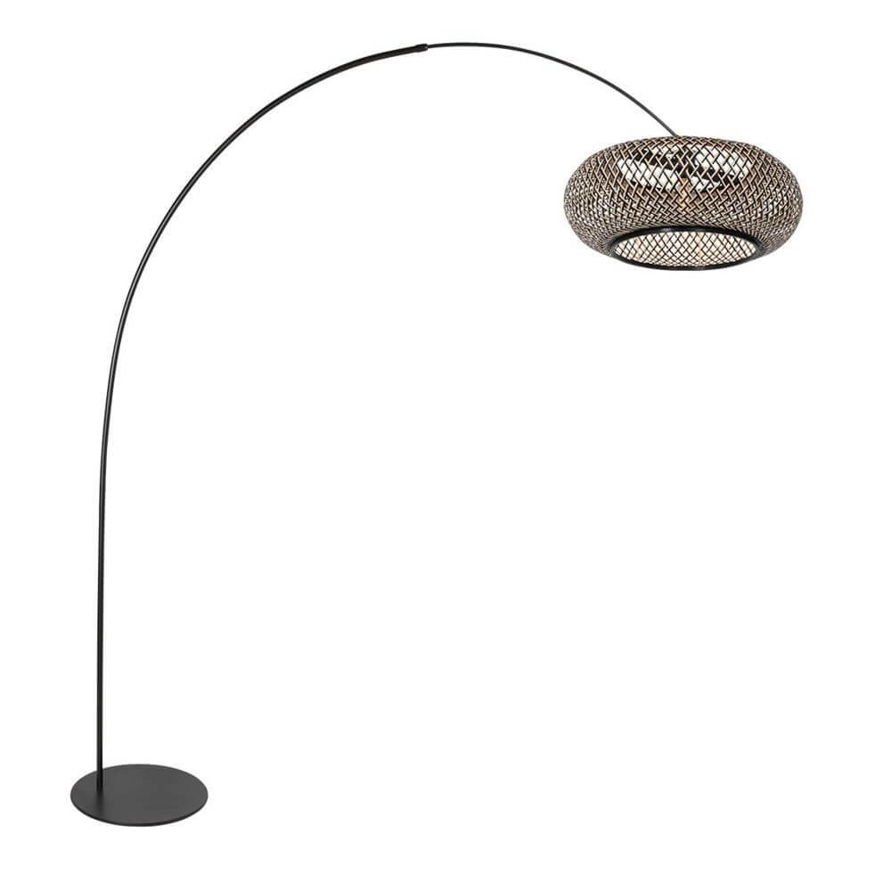 Floor lamp Curve black with rattan shade Ø 60cm