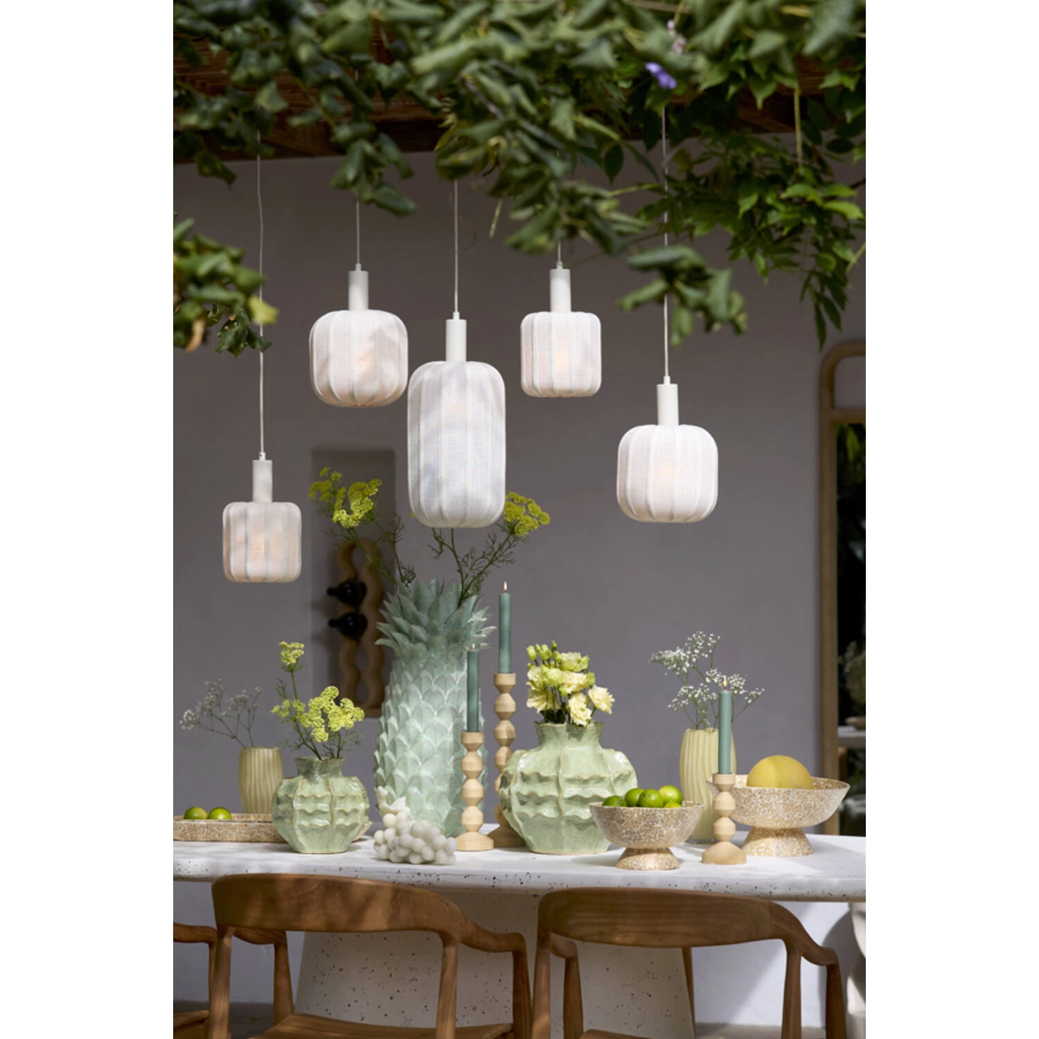 5L dining table pendant lamp Tufia linen cream Light & Living 8717807818173