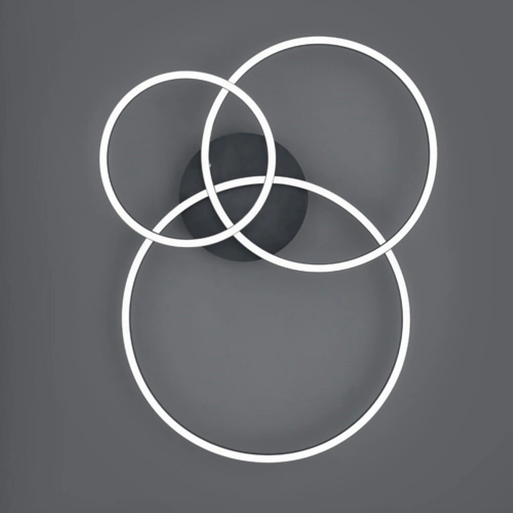 Ceiling lamp Winona 3-ring black Trio 4017807503524